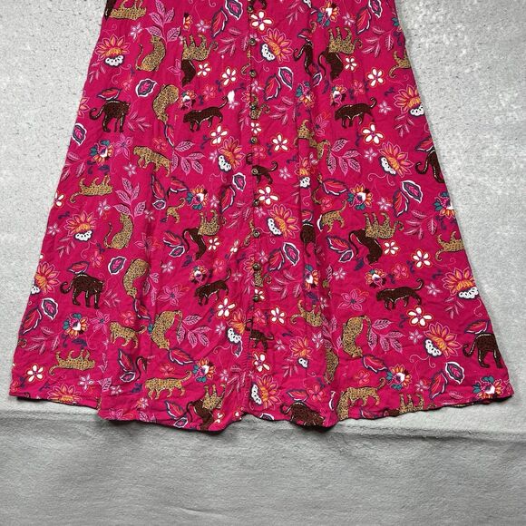 Torrid Dress Womens Sz 10-12 Pink Blue Paisley Tigers Buttons Boho Chic No Belt - Picture 5 of 13